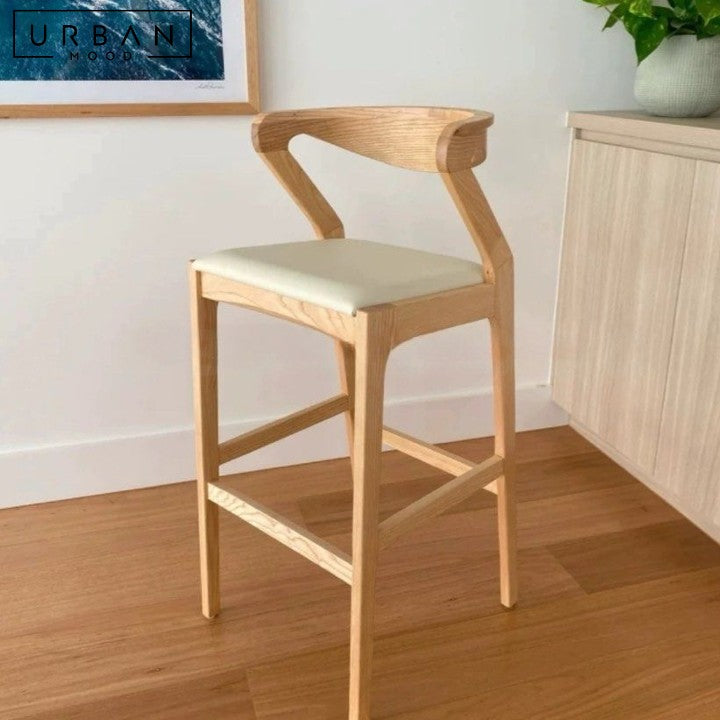 AURO Scandinavian Solid Wood Bar Stool