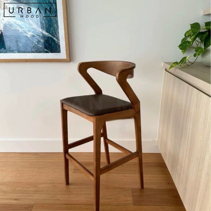 AURO Scandinavian Solid Wood Bar Stool