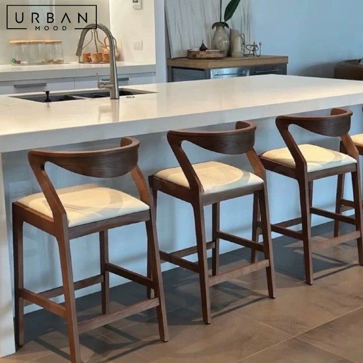 AURO Scandinavian Solid Wood Bar Stool