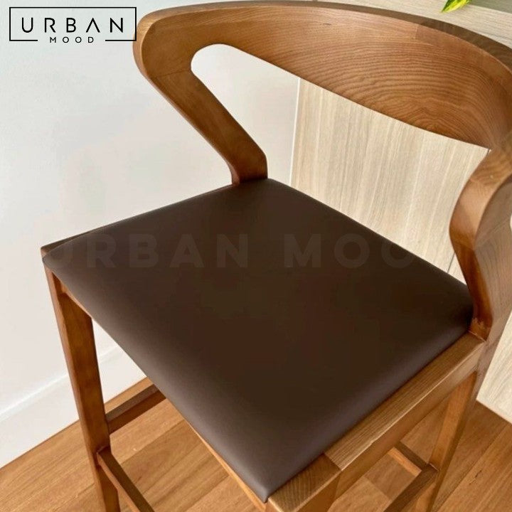 AURO Scandinavian Solid Wood Bar Stool