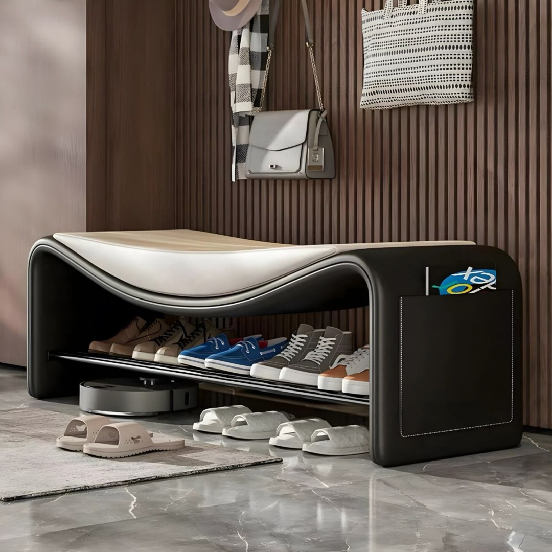 AVELY Modern Leather Shoe Bench - Urban Mood Singapore