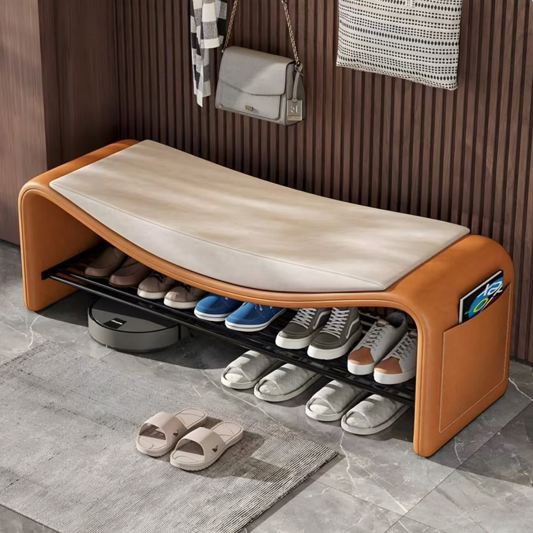 AVELY Modern Leather Shoe Bench - Urban Mood Singapore