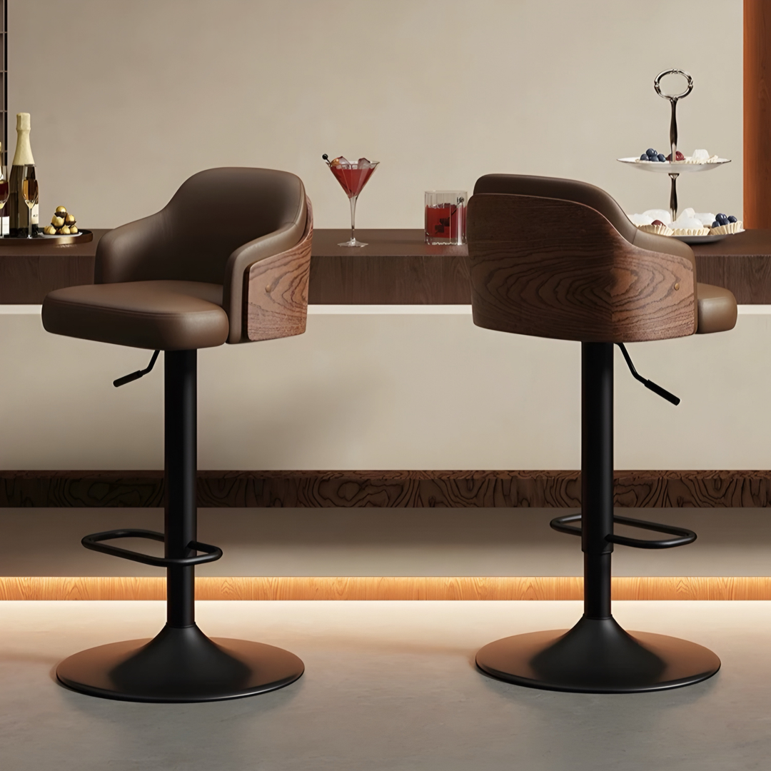 AVELYN Modern Leather Bar Stool - Urban Mood Singapore