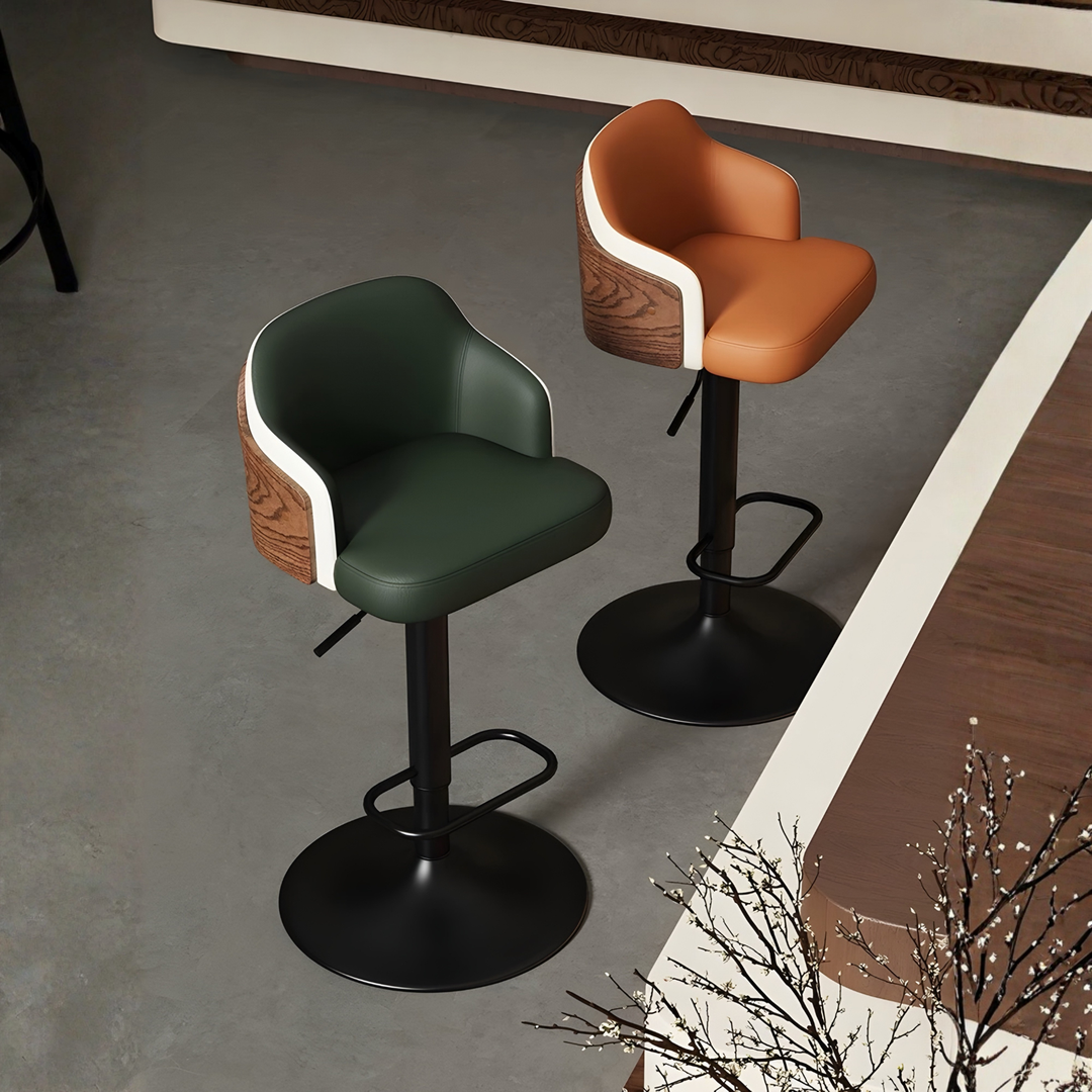AVELYN Modern Leather Bar Stool - Urban Mood Singapore
