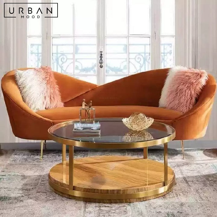 AWEKE Modern Curved Velvet Sofa