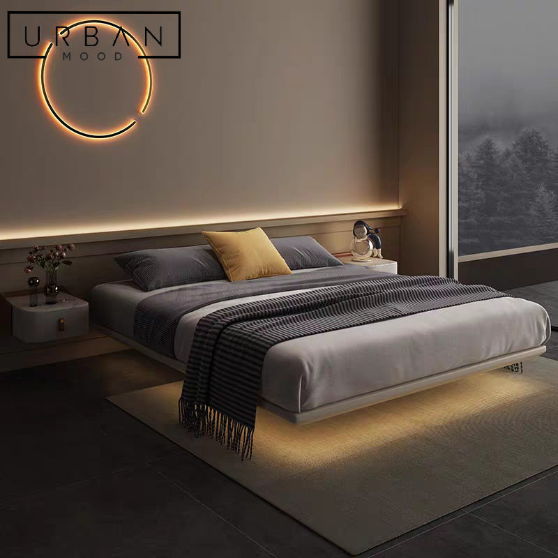 AIRE Modern Floating Leather Bedframe