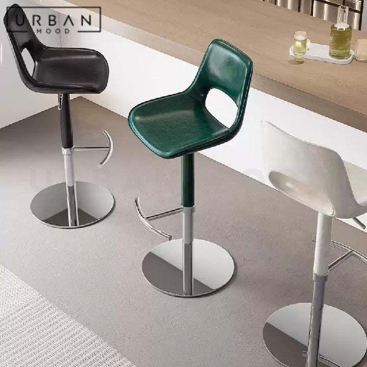 BANCROFT Modern Adjustable Leather Bar Stool
