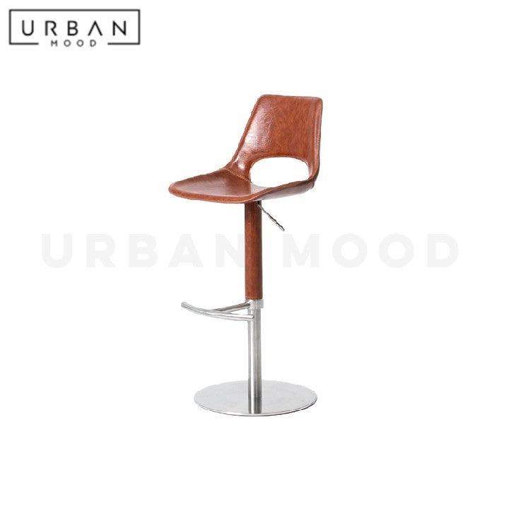 BANCROFT Modern Adjustable Leather Bar Stool