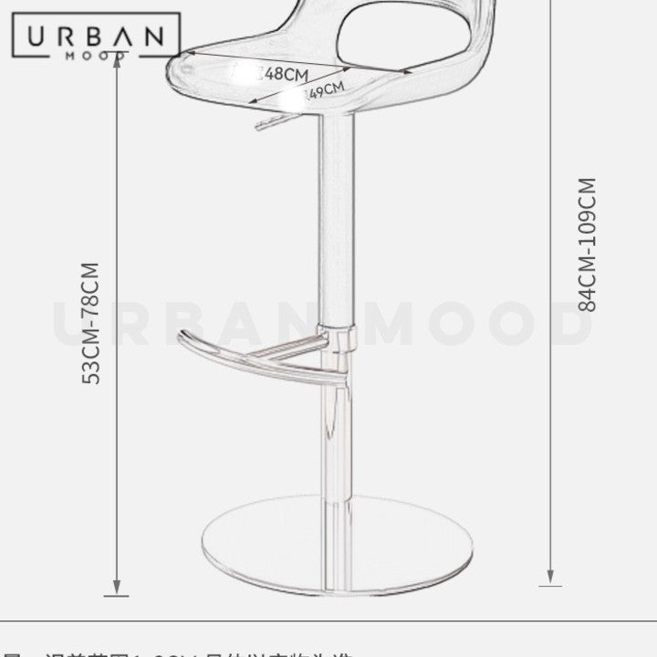 BANCROFT Modern Adjustable Leather Bar Stool