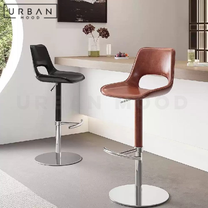 BANCROFT Modern Adjustable Leather Bar Stool