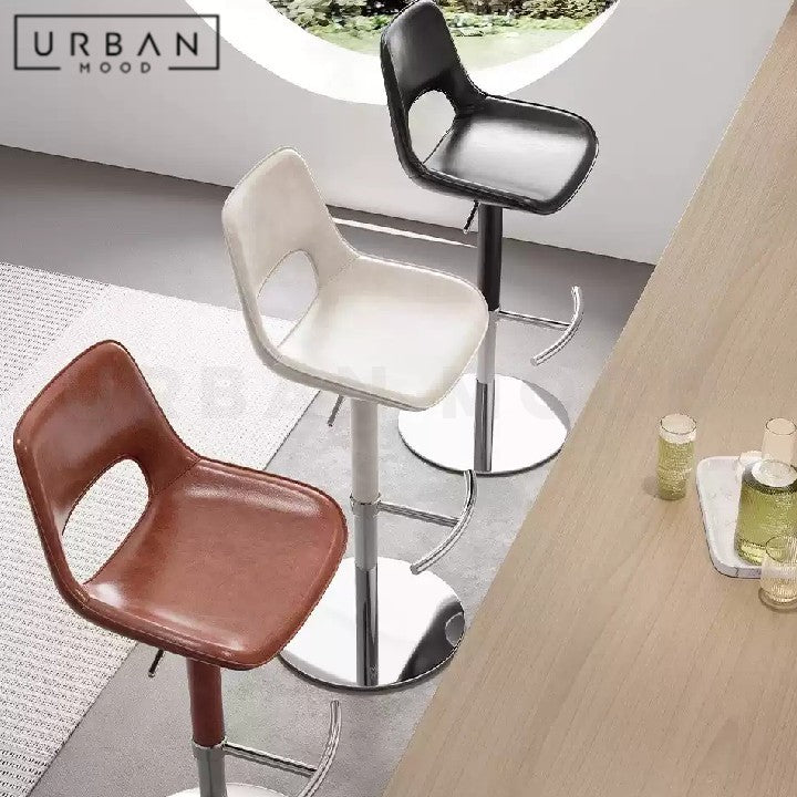 BANCROFT Modern Adjustable Leather Bar Stool