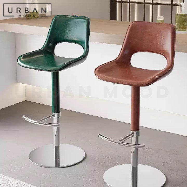 BANCROFT Modern Adjustable Leather Bar Stool