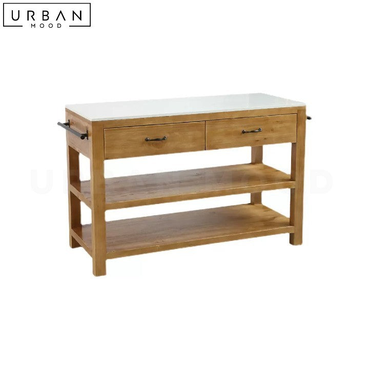 BARAN Rustic Solid Wood Kitchen Island