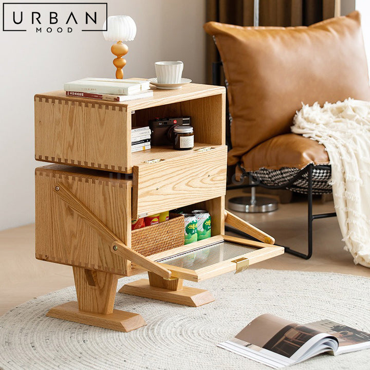 BASILE Japandi Solid Wood Side Table