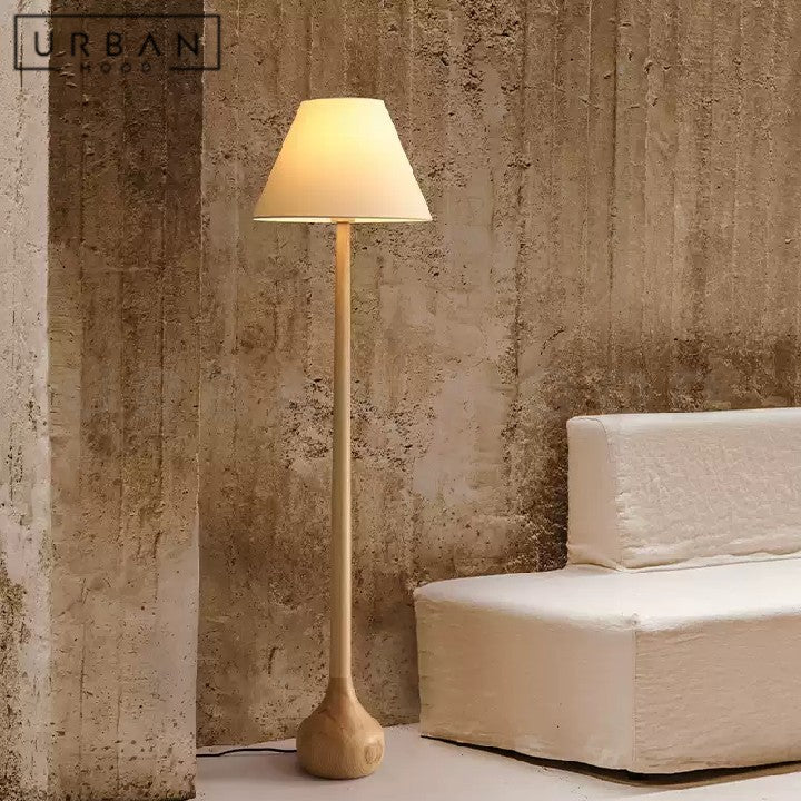 BASIR Japandi Solid Wood Floor Lamp