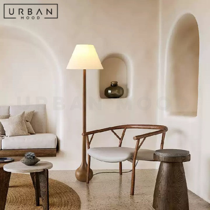 BASIR Japandi Solid Wood Floor Lamp