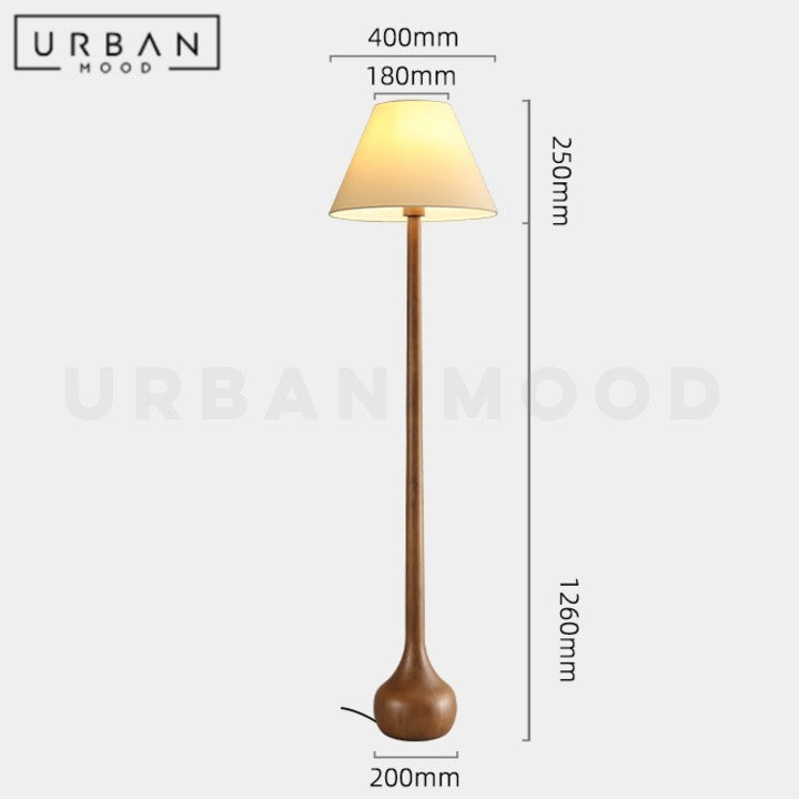 BASIR Japandi Solid Wood Floor Lamp