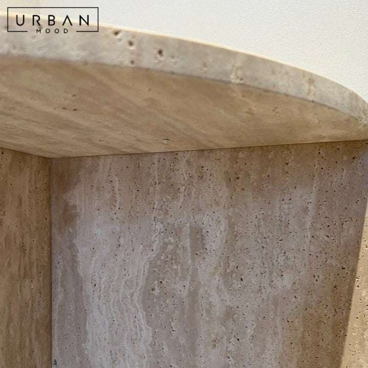 CERRA Modern Travertine Corner Side Table