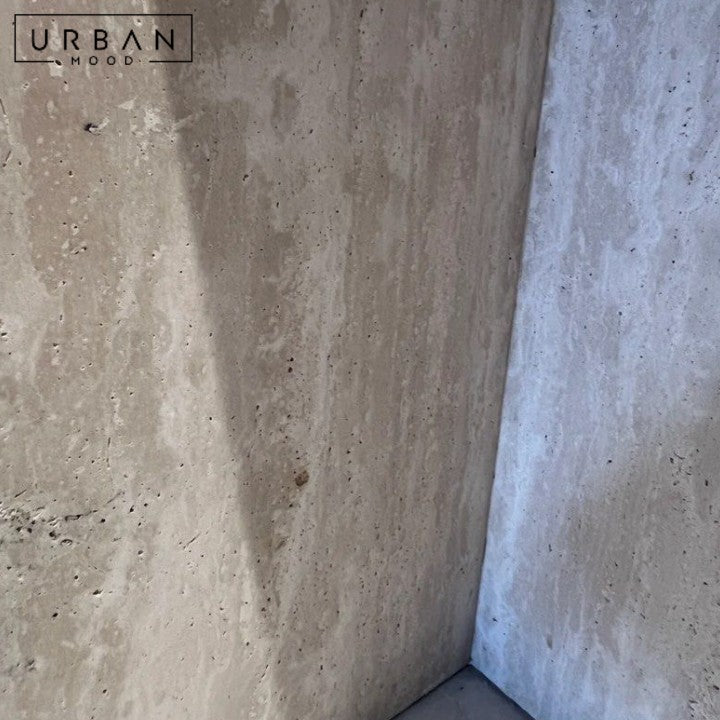 CERRA Modern Travertine Corner Side Table