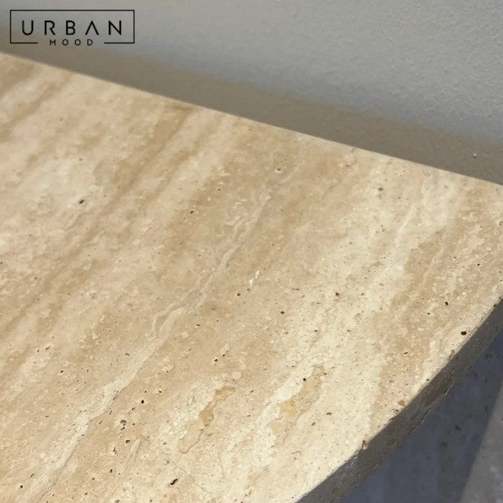 CERRA Modern Travertine Corner Side Table