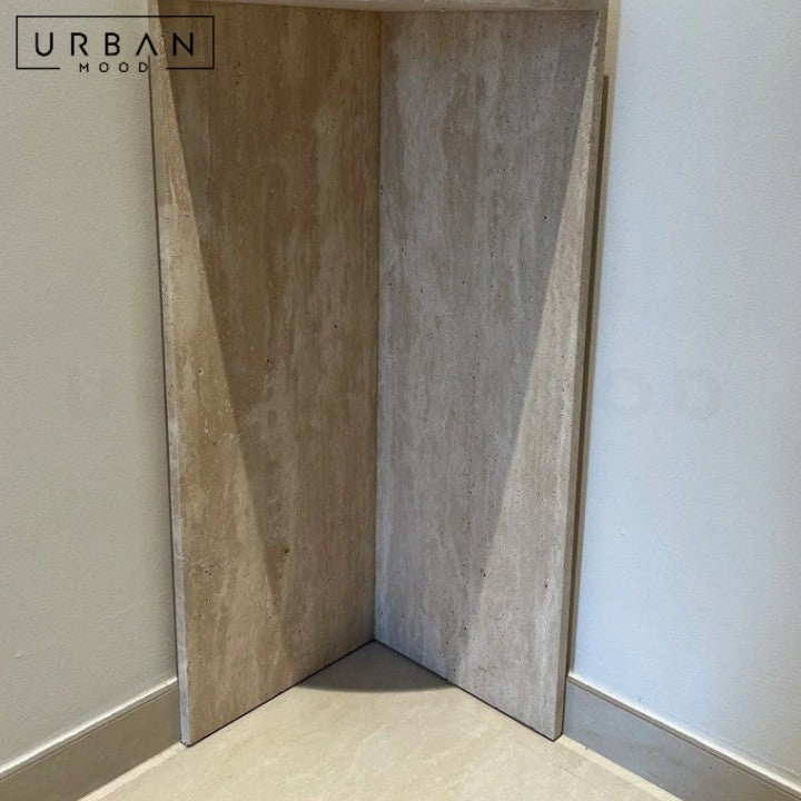 CERRA Modern Travertine Corner Side Table