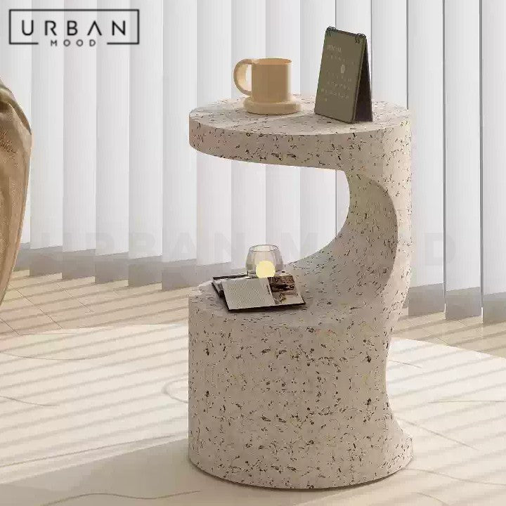 BELEN Wabi Sabi Travertine Side Table