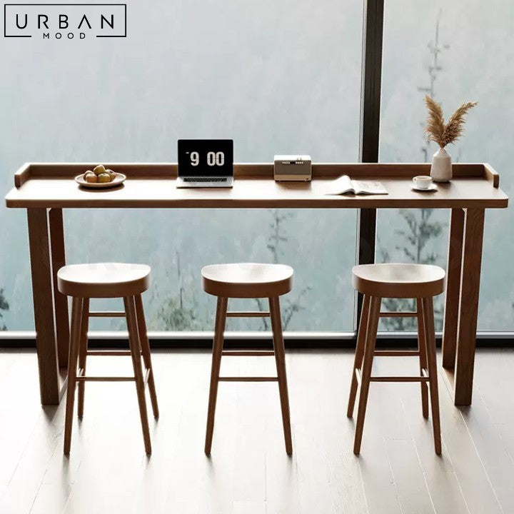 BELOUS Scandinavian Solid Wood Bar Table