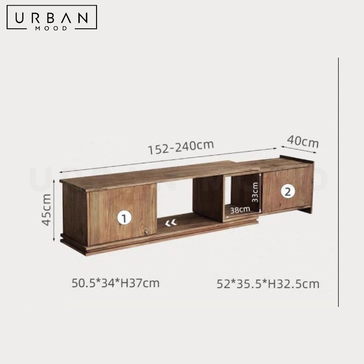 BERUBE Rustic Extendable Solid Wood TV Console