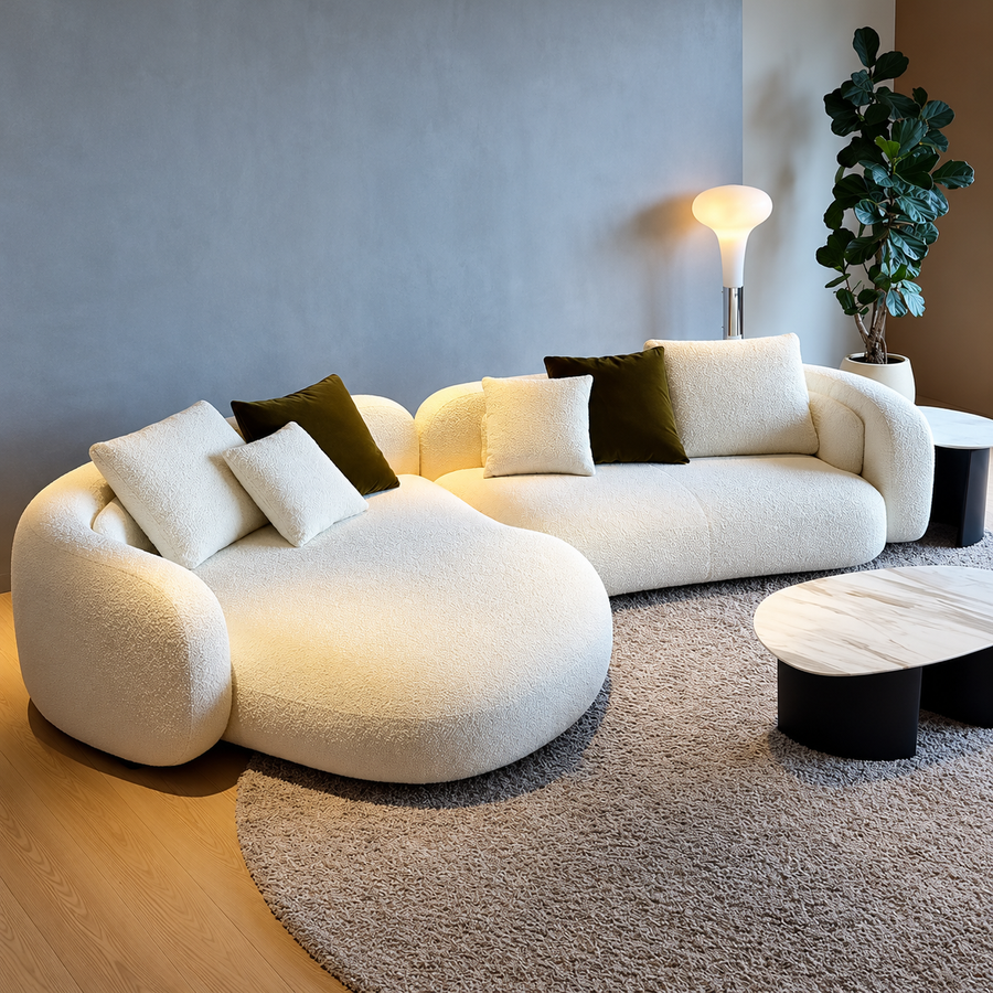 DRAVON Modern Curved Boucle Sofa - Urban Mood Singapore