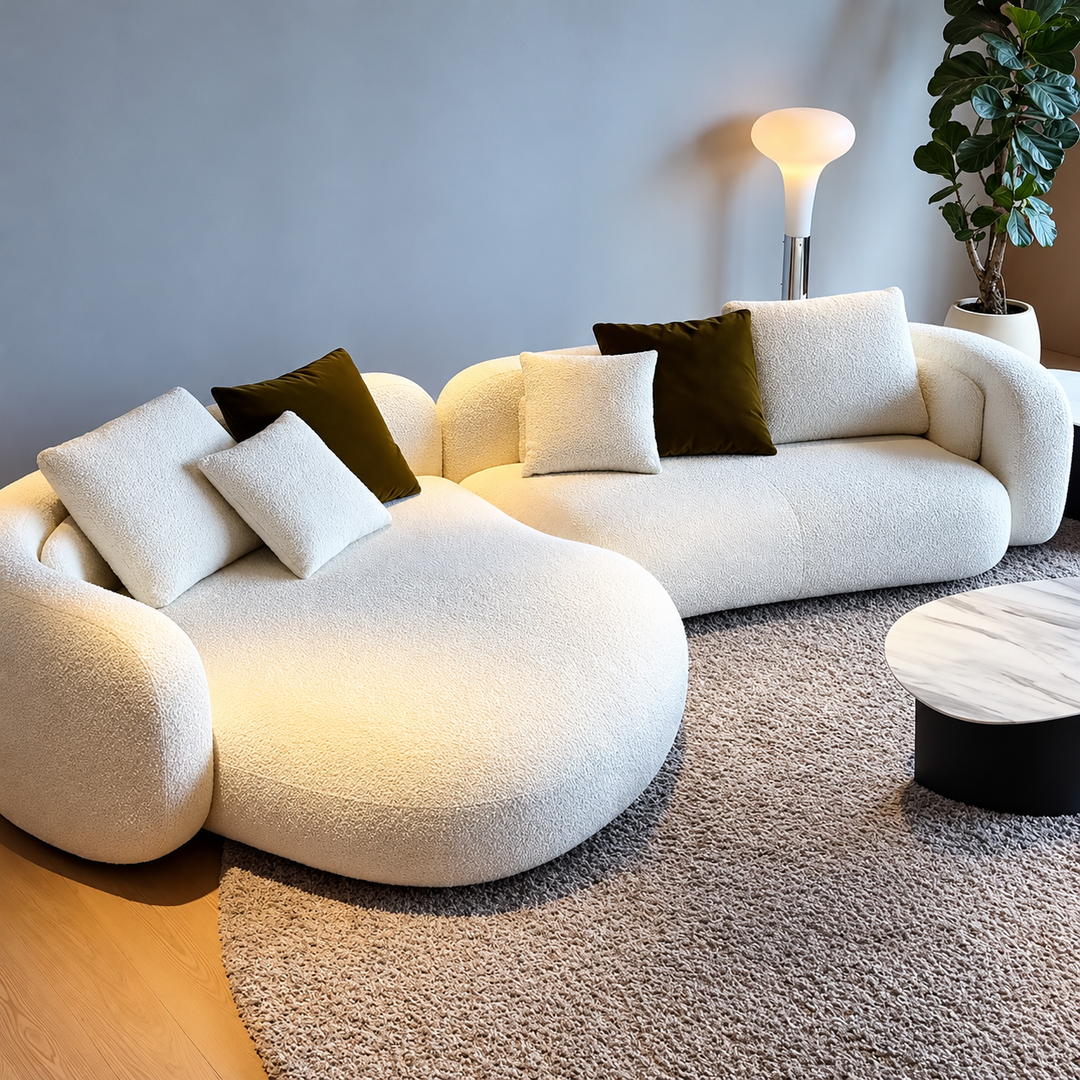 DRAVON Modern Curved Boucle Sofa - Urban Mood Singapore