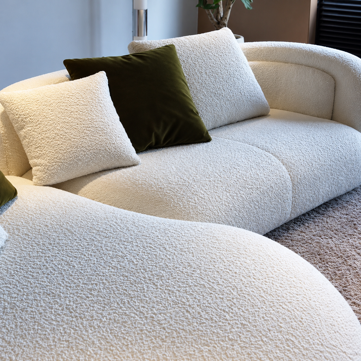 DRAVON Modern Curved Boucle Sofa - Urban Mood Singapore