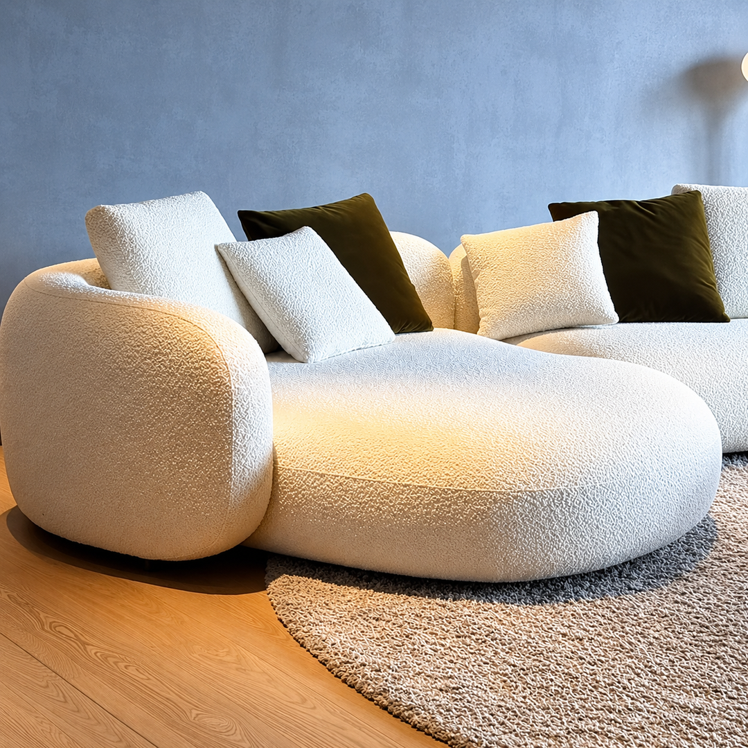 DRAVON Modern Curved Boucle Sofa - Urban Mood Singapore