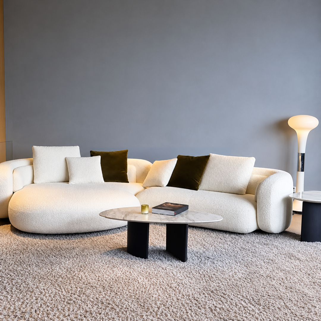 DRAVON Modern Curved Boucle Sofa - Urban Mood Singapore