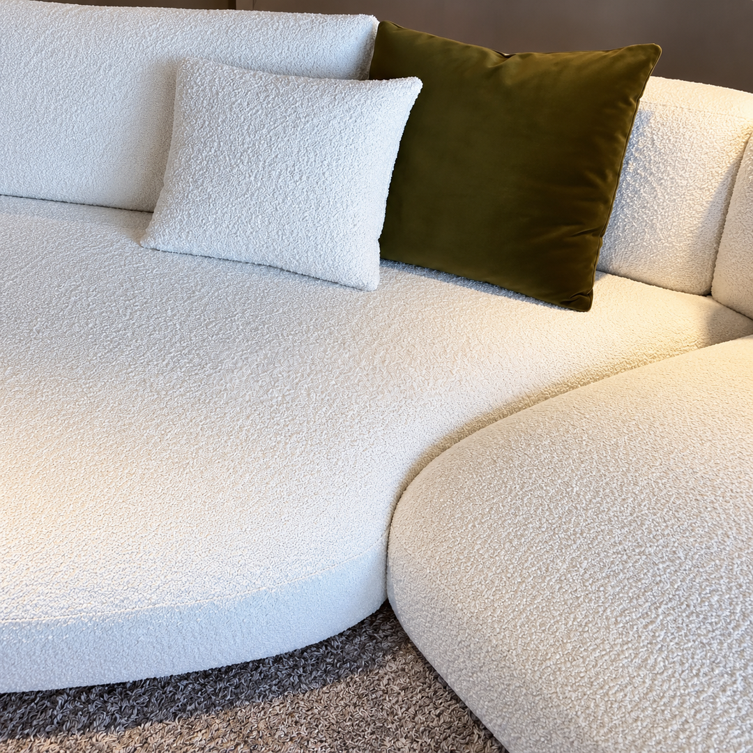 DRAVON Modern Curved Boucle Sofa - Urban Mood Singapore