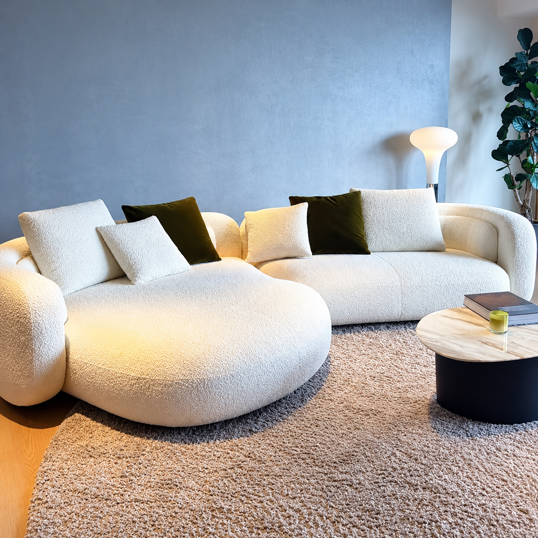 DRAVON Modern Curved Boucle Sofa - Urban Mood Singapore