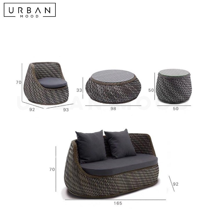 BJERG Modern Outdoor Rattan Sofa