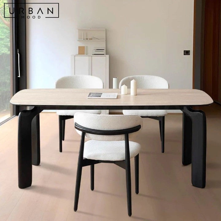 JERRO Japandi Travertine Dining Table