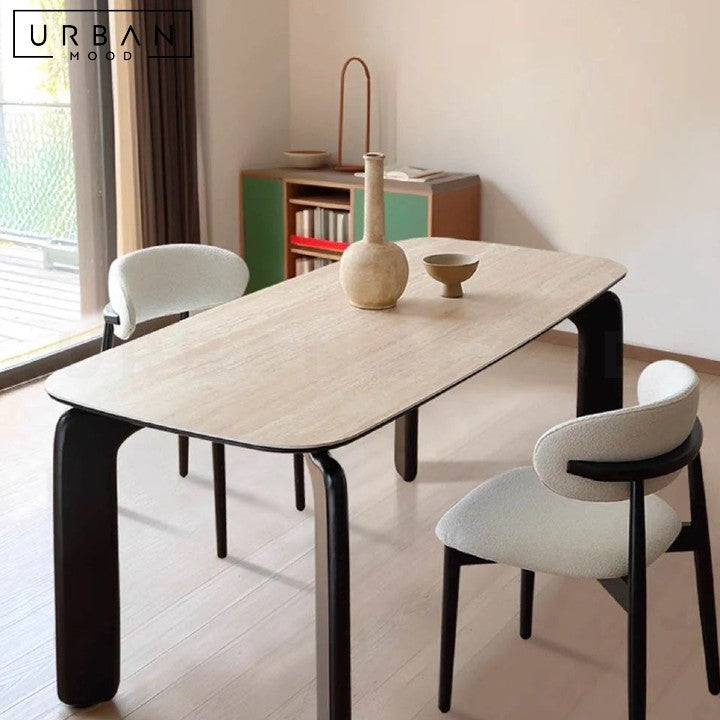 JERRO Japandi Travertine Dining Table