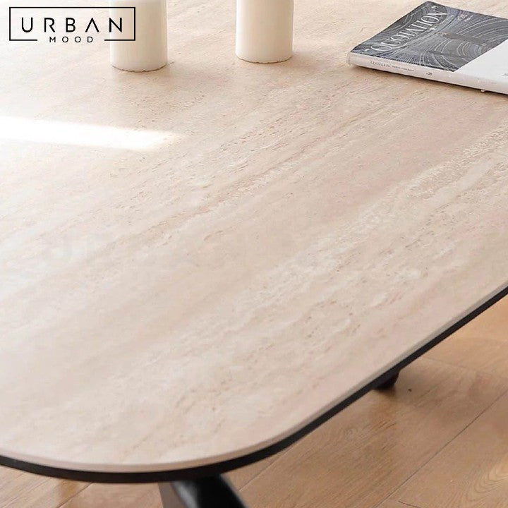 JERRO Japandi Travertine Dining Table