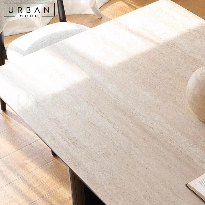 JERRO Japandi Travertine Dining Table