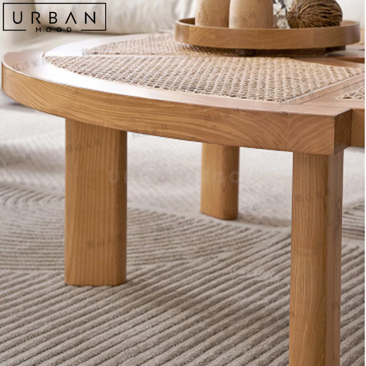 BLAKY Rustic Rattan Coffee Table