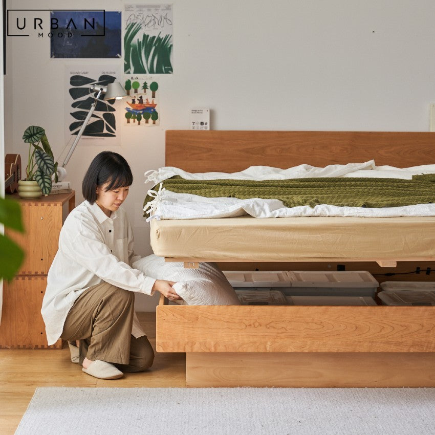 BLAQUE Japandi Solid Wood Electric Bedframe
