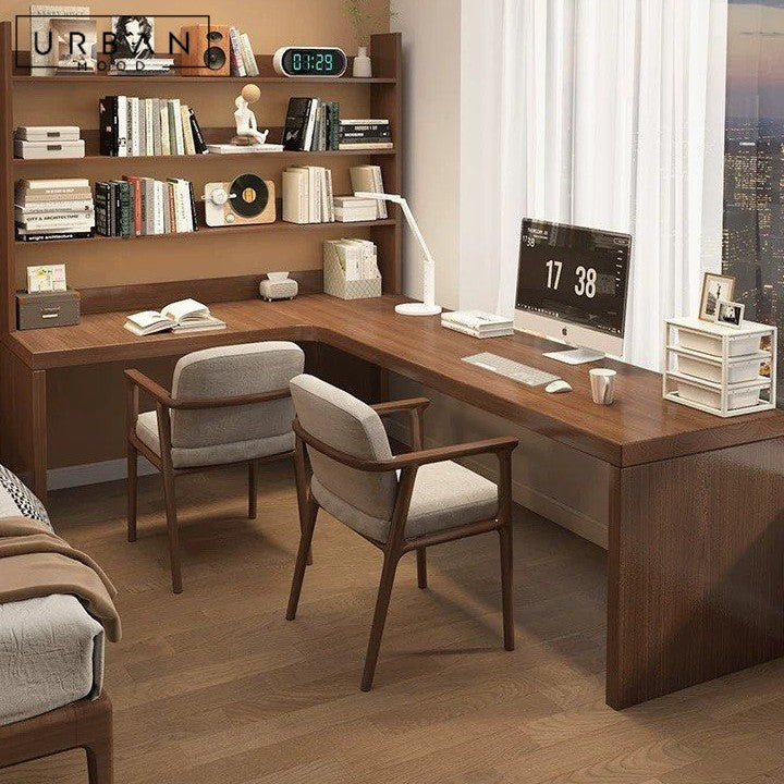 LERIN Modern Solid Wood Study Table & Shelf