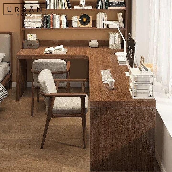 LERIN Modern Solid Wood Study Table & Shelf