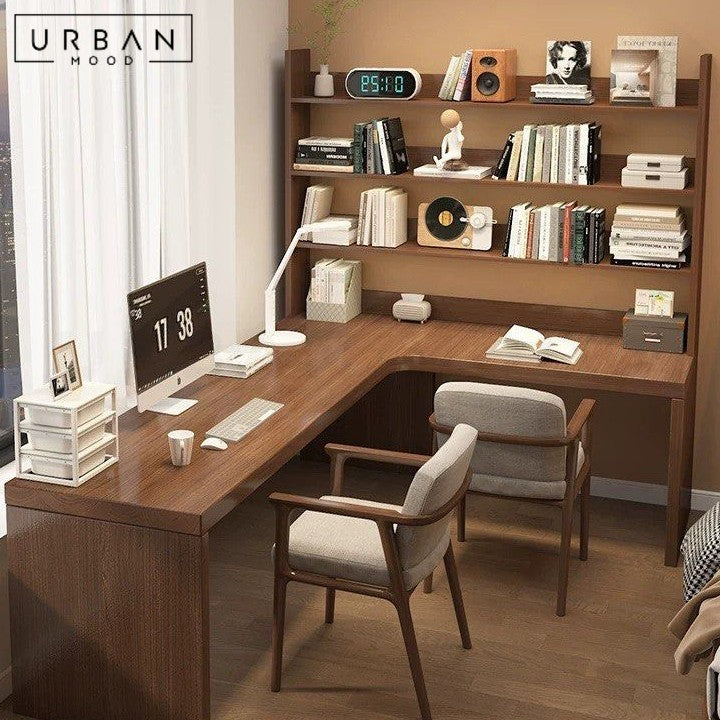 LERIN Modern Solid Wood Study Table & Shelf