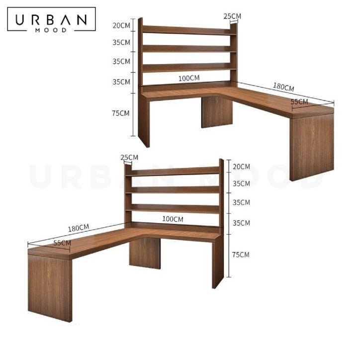 LERIN Modern Solid Wood Study Table & Shelf