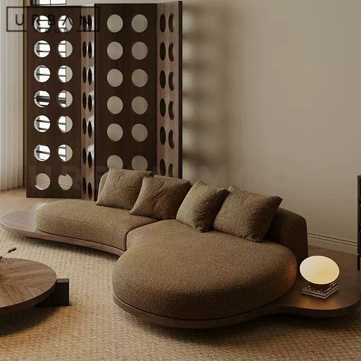 BLOMME Modern Curved Boucle Sofa