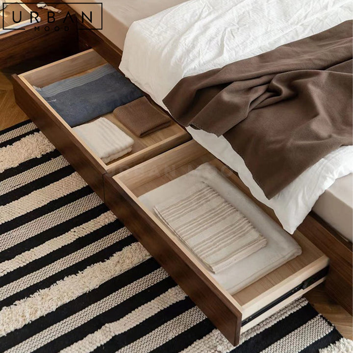 BORIS Modern Solid Wood Storage Bedframe