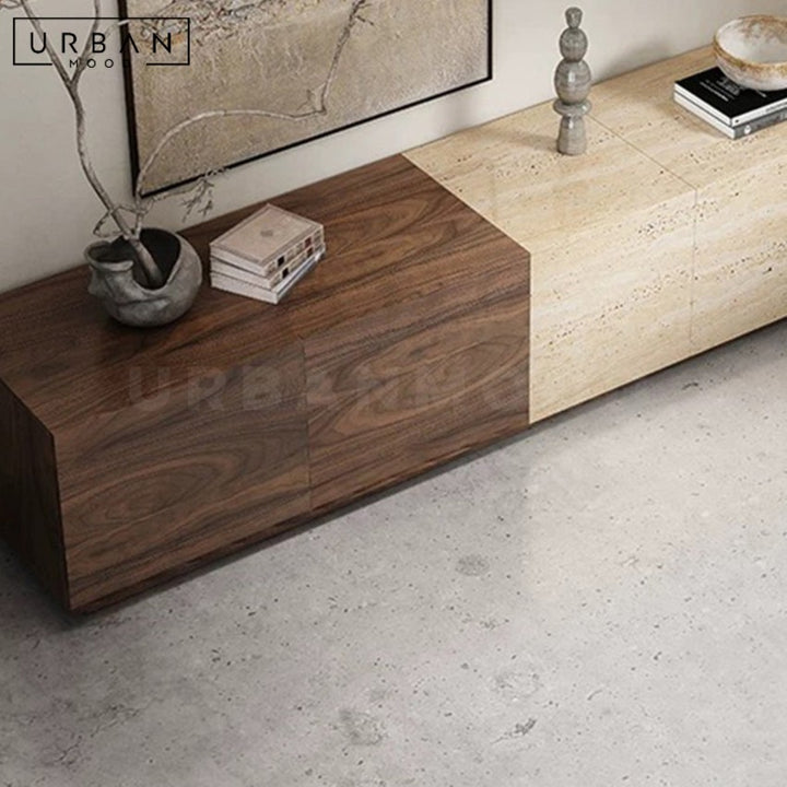 BRANDER Modern Travertine TV Console