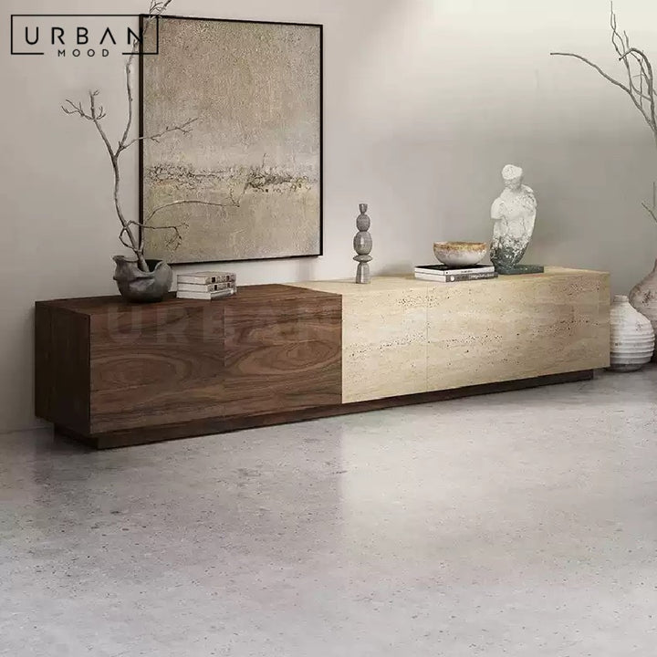 BRANDER Modern Travertine TV Console